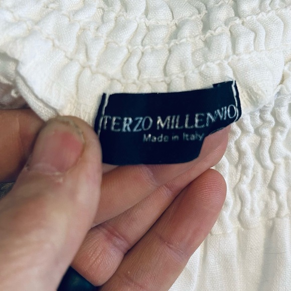 Terzo Millennio | White Lace Linen Trim Dress | Size Small - Picture 3 of 7